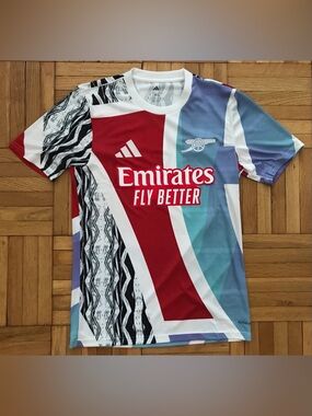 Size Small Mens Adidas 24/25 Arsenal Pre Match Slim Fit Soccer Jersey Red JE7562